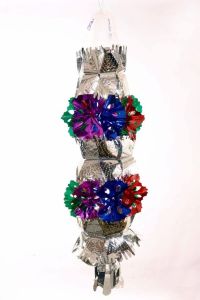 Silver Metallic Tinsel Film Hanging Jhumar