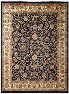 Hand Knotted Classic Floral Black Heritage Wool Rug