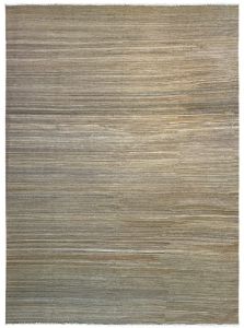 Hand Woven Natural Stripe Minimal Wool Kilim Rug
