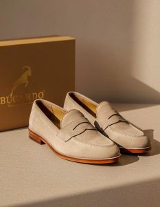 Mens Tan Suede Loafers