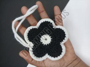 Handmade Black White Flower Crochet Pouch