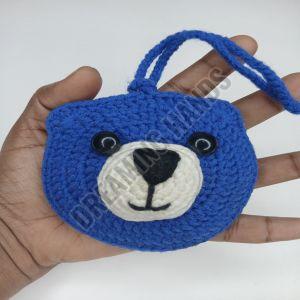 Handmade Blue Teddy Crochet Coin Pouch