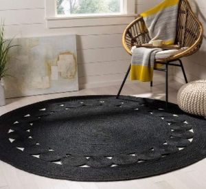 Black Round Handmade Jute Rugs