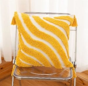 Bohemian Yellow Tufted Cushion Cover