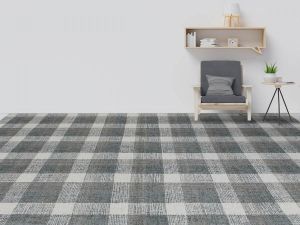 Brown Checkered Handmade Tufted Floor Rug