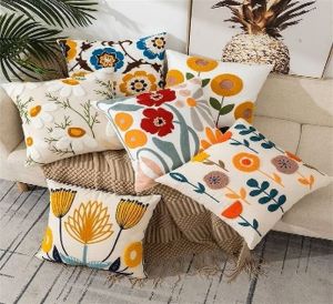 Floral Embroidered Cotton Cushion Cover