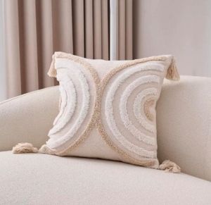 Floral Tufted Cotton Pillow Cover