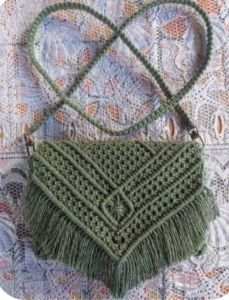 Green Macrame Cotton Sling Bag