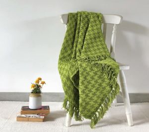 Green Soft Handwoven Cotton Throw Blanket