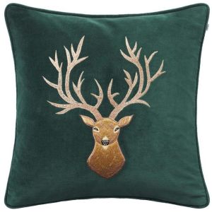 Green Swed Fabric Embroidered Cushion Cover
