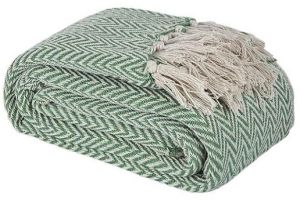 Green Wave Design Cotton Throw Blanket