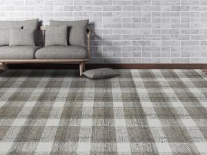 Grey Checkered Handmade Tufted Floor Rug