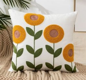 Hand Embroidered Floral Pillow Cover