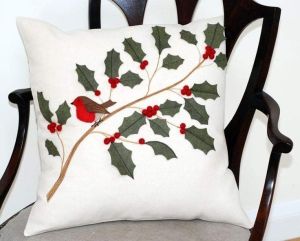 Holly Embroidered Cushion Cover