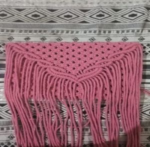 Pink Macrame Cotton Sling Bag