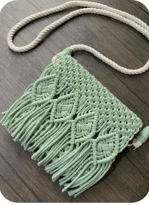 Pista Green Handwoven Macrame Sling Bag