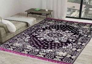 Purple Printed Wool Floor Carpet
