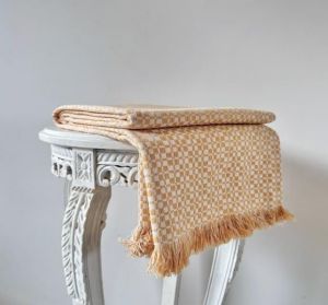 Straw Yellow Handwoven Cotton Throw Blanket