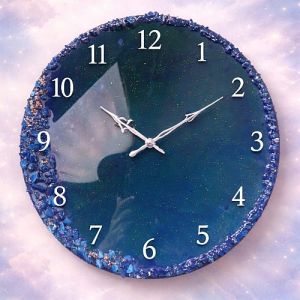 Stylish Navy Blue Resin Round Wall Clock
