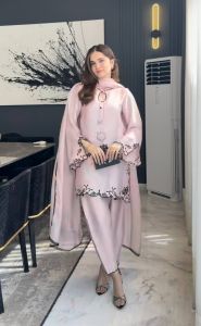 Blush Pink Crepe Silk Farshi Suit Set