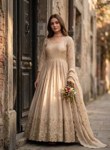 Chinon Silk Party Wear Gown Set