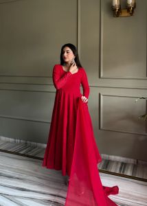 Classic Red Fox Georgette Anarkali Set