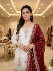 Designer Fandy Silk Sharara Suit Set