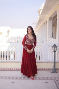 Designer Faux Blooming Georgette Gown