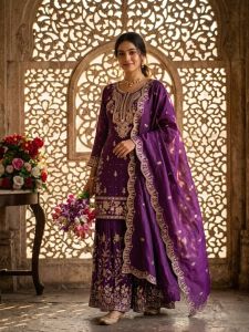 Designer NC Satin Silk Sharara Suit Set
