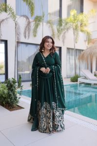 Designer Rangoli Crush Gown Dupatta Set
