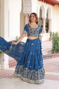 Designer Vichitra Silk Lehenga Choli Set