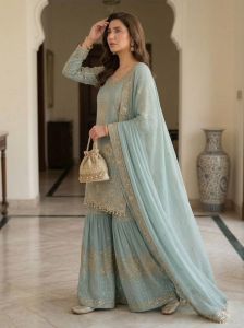 Fandy Sequins Embroidered Palazzo Suit Set