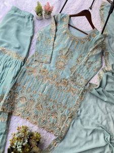 Fandy Sequins Embroidered Palazzo Suit Set