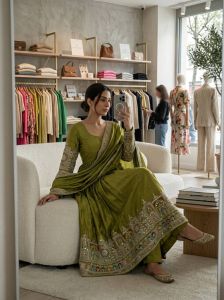 Heavy Embroidery Coding Dori Gown Set