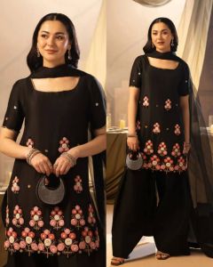 Party Wear Crape Silk Suit with Dupatta