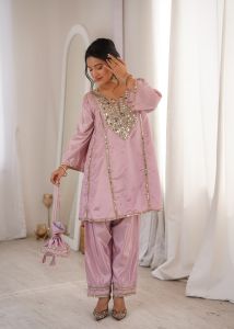 Party Wear Mirror Work Kurti Pant Set
