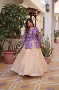 Printed Party Wear Jacquard Lehenga Choli Set