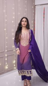 Purple Bandhani Printed Kurta Set