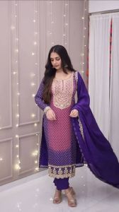 Purple Bandhani Printed Kurta Set