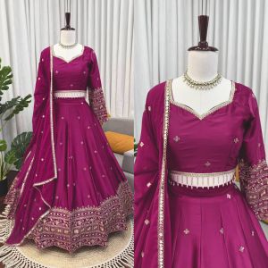 Purple Japan Satin Lehenga Set
