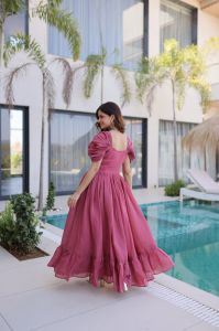 Wedding Wear Mal Chanderi Gown Dress
