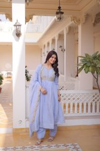 Wedding Wear Mal Chanderi Gown Set