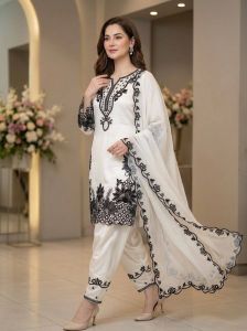White Embroidered Farshi Suit Salwar Set