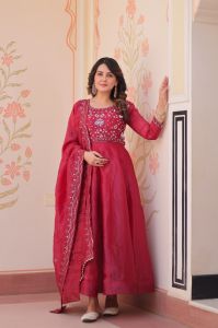 Women Party Wear Embroidered Gown Set
