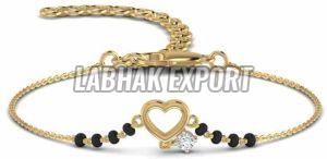 Black Beads Diamond Gold Bracelet