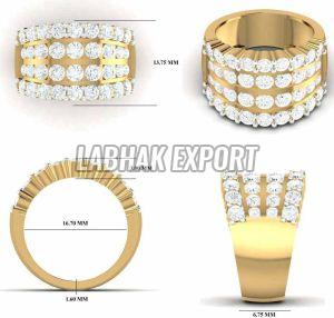 Diamond Studded Mens Gold Ring