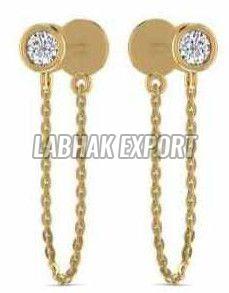 Elegant Diamond Gold Drop Earring