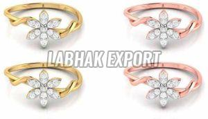 Floral Design Diamond Gold Ring