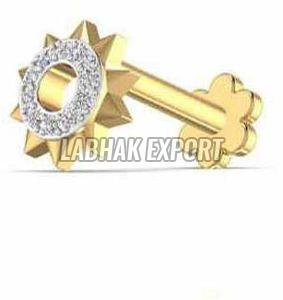Floral Gold Diamond Nose Pin