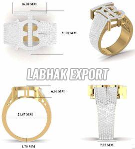 Textured Men Diamond Gold Ring